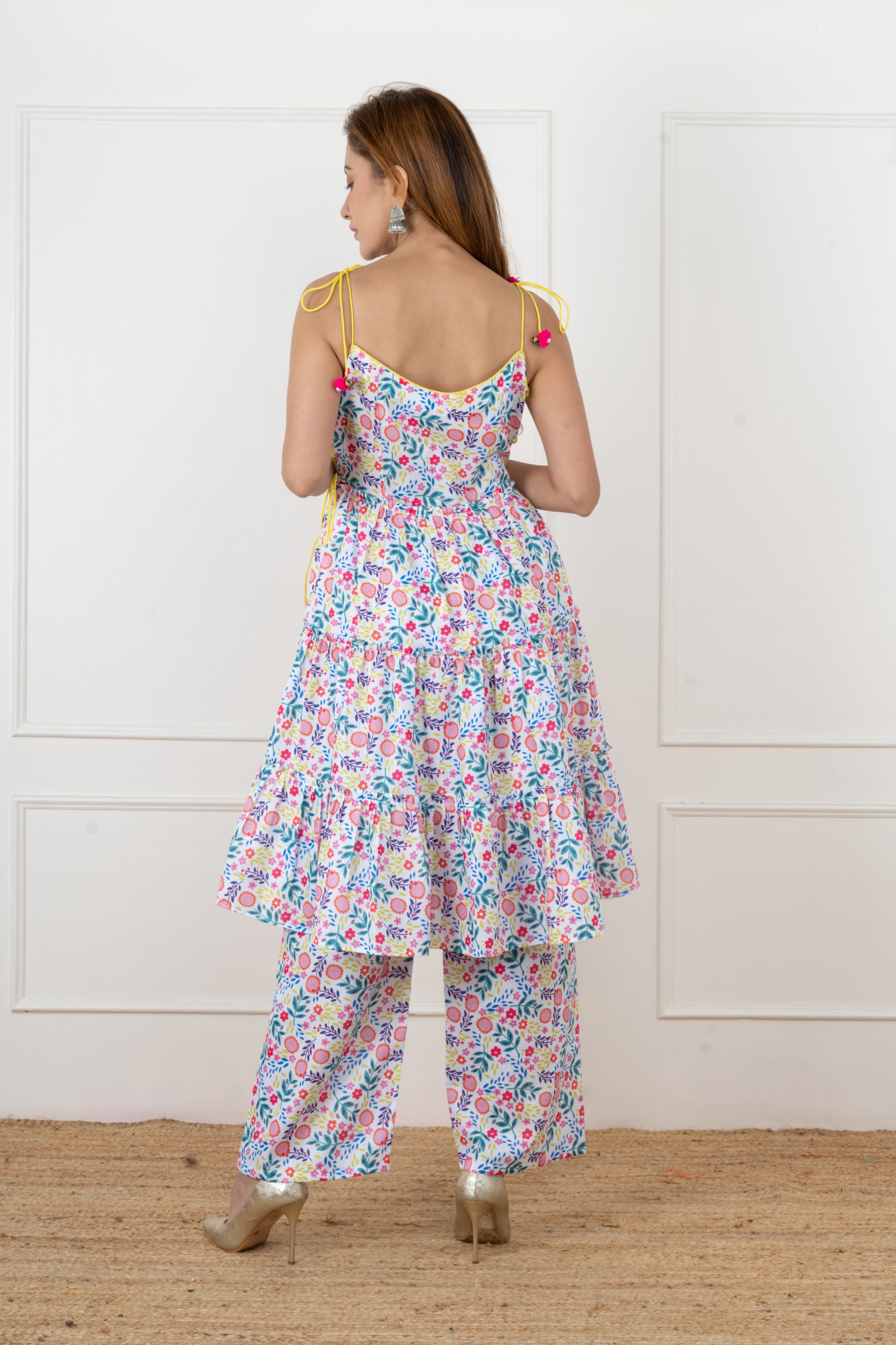 Colourful floral printed kurta set